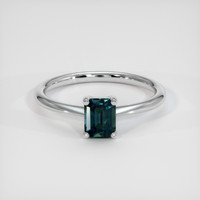 0.76 Ct. Greenish Blue Sapphire Ring, 18K White Gold 1