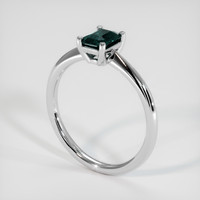 0.76 Ct. Greenish Blue Sapphire Ring, 18K White Gold 2