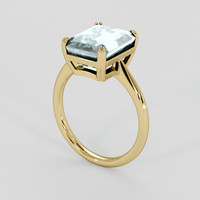 5.80 Ct. Greenish Blue Aquamarine Ring, 10K Yellow Gold 2