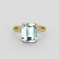5.80 Ct. Greenish Blue Aquamarine Ring, 14K Yellow Gold 1