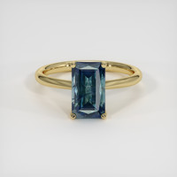 3.10 Ct. Greenish Blue Sapphire Ring, 14K Yellow Gold 1