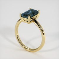 3.10 Ct. Greenish Blue Sapphire Ring, 14K Yellow Gold 2