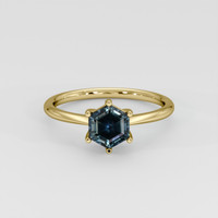 1.27 Ct. Greenish Blue Sapphire Ring, 14K Yellow Gold 1