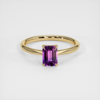 0.91 Ct. Pinkish Purple Sapphire Ring, 14K Yellow Gold 1