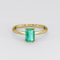 1.00 Ct. Emerald Ring, 18K Yellow Gold 1