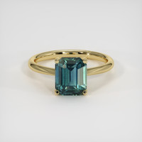 3.05 Ct. Bluish Green Sapphire Ring, 18K Yellow Gold 1
