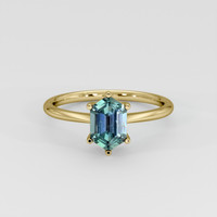 1.31 Ct. Bluish Green Sapphire Ring, 18K Yellow Gold 1