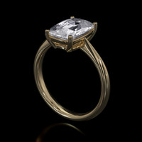 3.29 Ct. White Sapphire Ring, 18K Yellow Gold 2