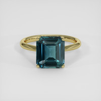 5.03 Ct. Bluish Green Sapphire Ring, 18K Yellow Gold 1