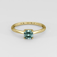 0.85 Ct. Greyish Blue Sapphire Ring, 18K Yellow Gold 1