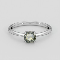0.73 Ct. Brownish Green Sapphire Ring, 18K White Gold 1