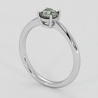 0.73 Ct. Brownish Green Sapphire Ring, 18K White Gold 2