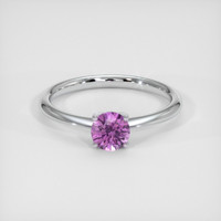 0.68 Ct. Purplish Pink Sapphire Ring, 18K White Gold 1