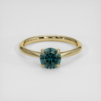 1.20 Ct. Bluish Green Sapphire Ring, 18K Yellow Gold 1