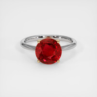 3.18 Ct. Ruby Ring, 14K Yellow & White 1