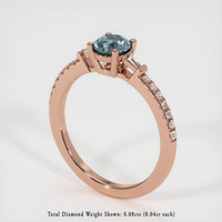 0.74 Ct. Bluish Green Sapphire Ring, 14K Rose Gold 2