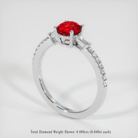 1.10 Ct. Pinkish Red Ruby Ring, 10K White Gold 2