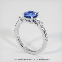 1.34 Ct. Blue Sapphire Ring, 18K White Gold 2