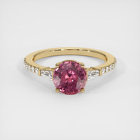 1.80 Ct. Reddish Pink Sapphire Ring, 18K Yellow Gold 1