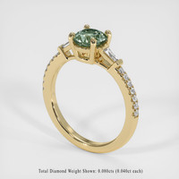 0.90 Ct. Yellowish Green Sapphire Ring, 18K Yellow Gold 2