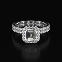 2.13 Ct. White Sapphire Ring, Platinum 950 1