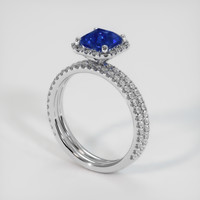 1.57 Ct. Blue Sapphire Ring, 14K White Gold 2