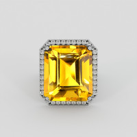 25.47 Ct. Yellowish Orange Citrine Ring, 18K White Gold 1