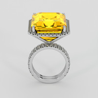 25.47 Ct. Yellowish Orange Citrine Ring, 18K White Gold 3