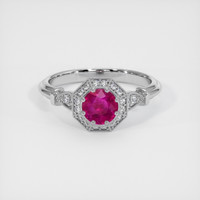 0.68 Ct. Pinkish Red Ruby Ring, 10K White Gold 1
