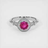 0.70 Ct. Pinkish Red Ruby Ring, 10K White Gold 1