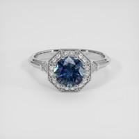 1.37 Ct. Greenish Blue Sapphire Ring, 10K White Gold 1