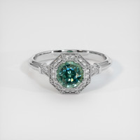1.12 Ct. Greenish Blue Sapphire Ring, 10K White Gold 1