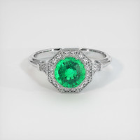 1.08 Ct. Emerald Ring, 18K White Gold 1