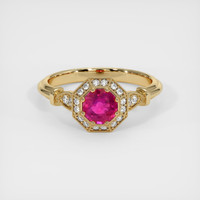 0.65 Ct. Ruby Ring, 14K Yellow Gold 1