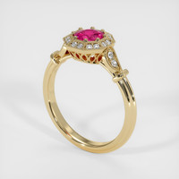 0.65 Ct. Ruby Ring, 14K Yellow Gold 2