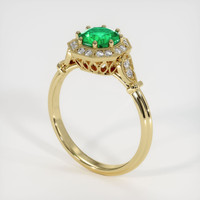 0.93 Ct. Emerald Ring, 18K Yellow Gold 2