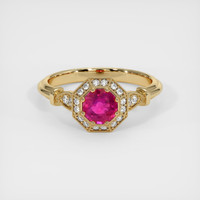 0.65 Ct. Ruby Ring, 18K Yellow Gold 1