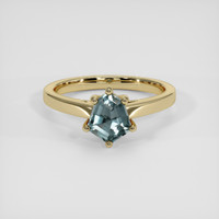 1.10 Ct. Greenish Blue Sapphire Ring, 14K Yellow Gold 1