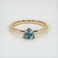 0.70 Ct. Greenish Blue Sapphire Ring, 18K Yellow Gold 1
