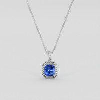 3.03 Ct. Blue Sapphire Pendant, 14K White Gold 1