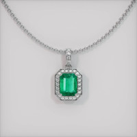 2.05 Ct. Emerald  Pendant - 18K White Gold