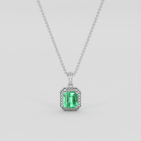 2.02 Ct. Emerald Pendant, 18K White Gold 1