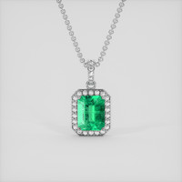 2.25 Ct. Emerald Pendant, 18K White Gold 1
