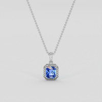 2.06 Ct. Blue Sapphire Pendant, 18K White Gold 1
