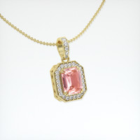 1.68 Ct. Padparadscha Sapphire Pendant, 14K Yellow Gold 2