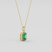 1.38 Ct. Emerald Pendant, 18K Yellow Gold 2