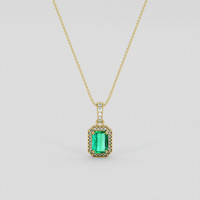 0.91 Ct. Emerald Pendant, 18K Yellow Gold 1
