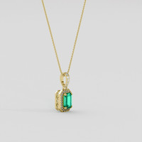 0.91 Ct. Emerald Pendant, 18K Yellow Gold 2