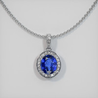 3.04 Ct. Blue Sapphire Pendant, 14K White Gold 1