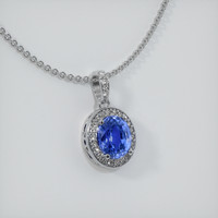 3.04 Ct. Blue Sapphire Pendant, 14K White Gold 2